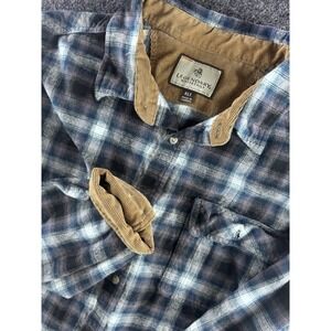 Legendary Whitetails Flannel Shirt XLT Blue Plaid Corduroy Collar